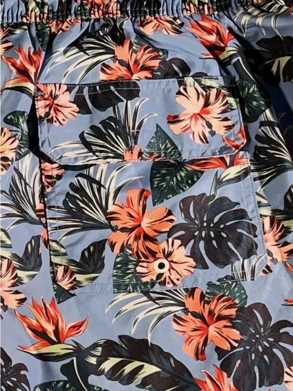 Men's Tropical Floral Swim Trunks - Light Blue